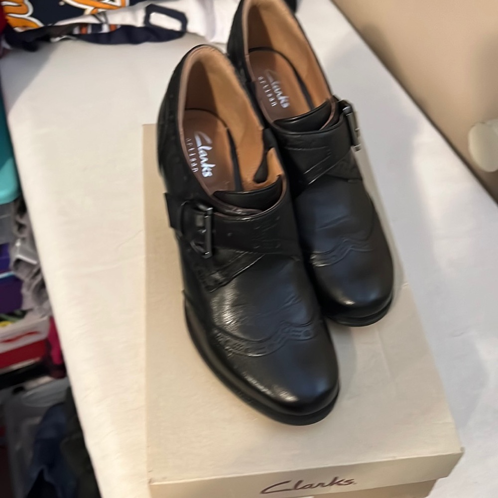 Black leather shoes